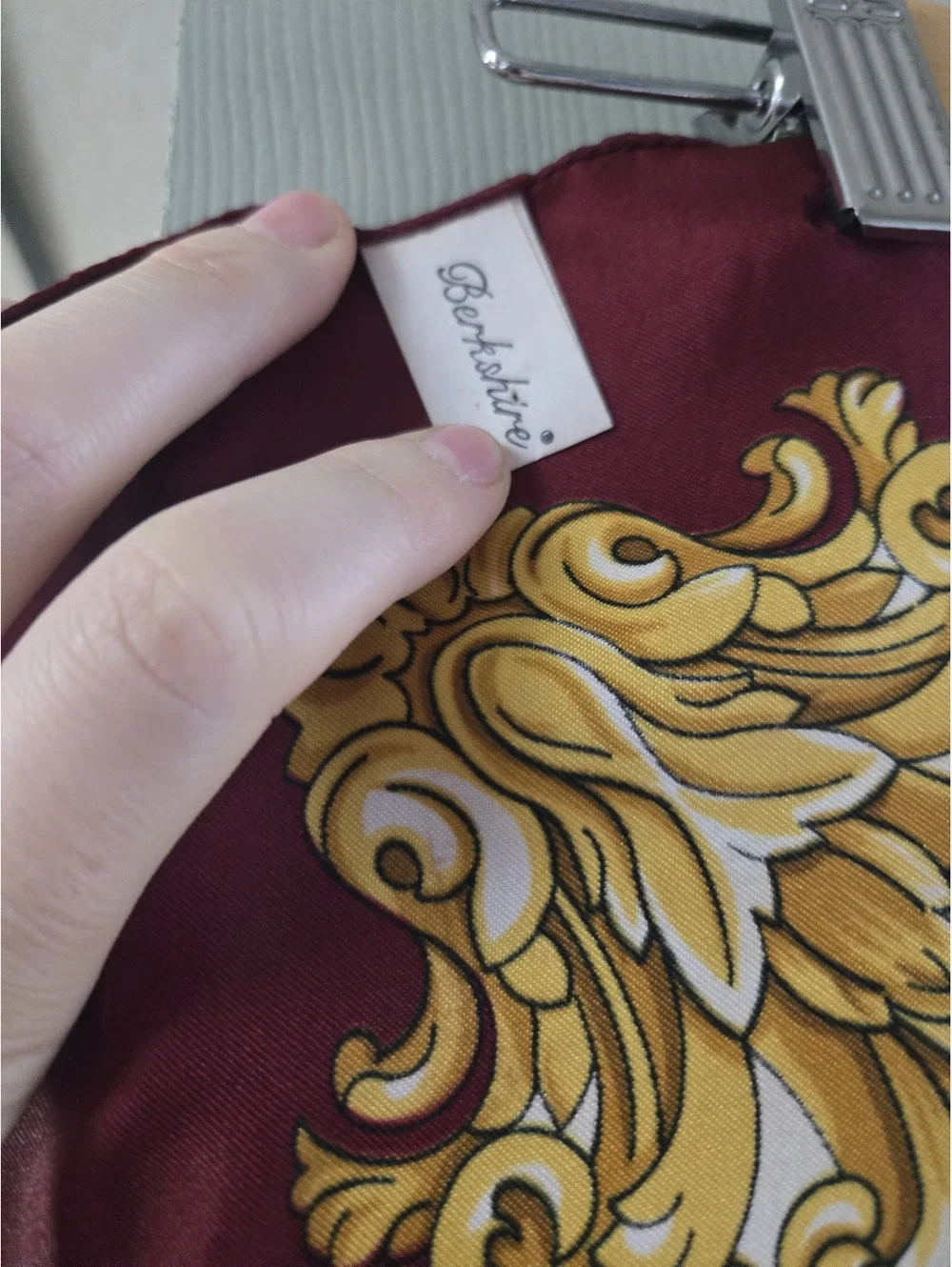 Berkshire Vintage Silk Scarf with Baroque and Berry Print